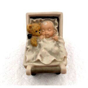Vintage 2000 NBM Bahner Studios "Its A Baby" Figurine In Stroller With Teddy Bea